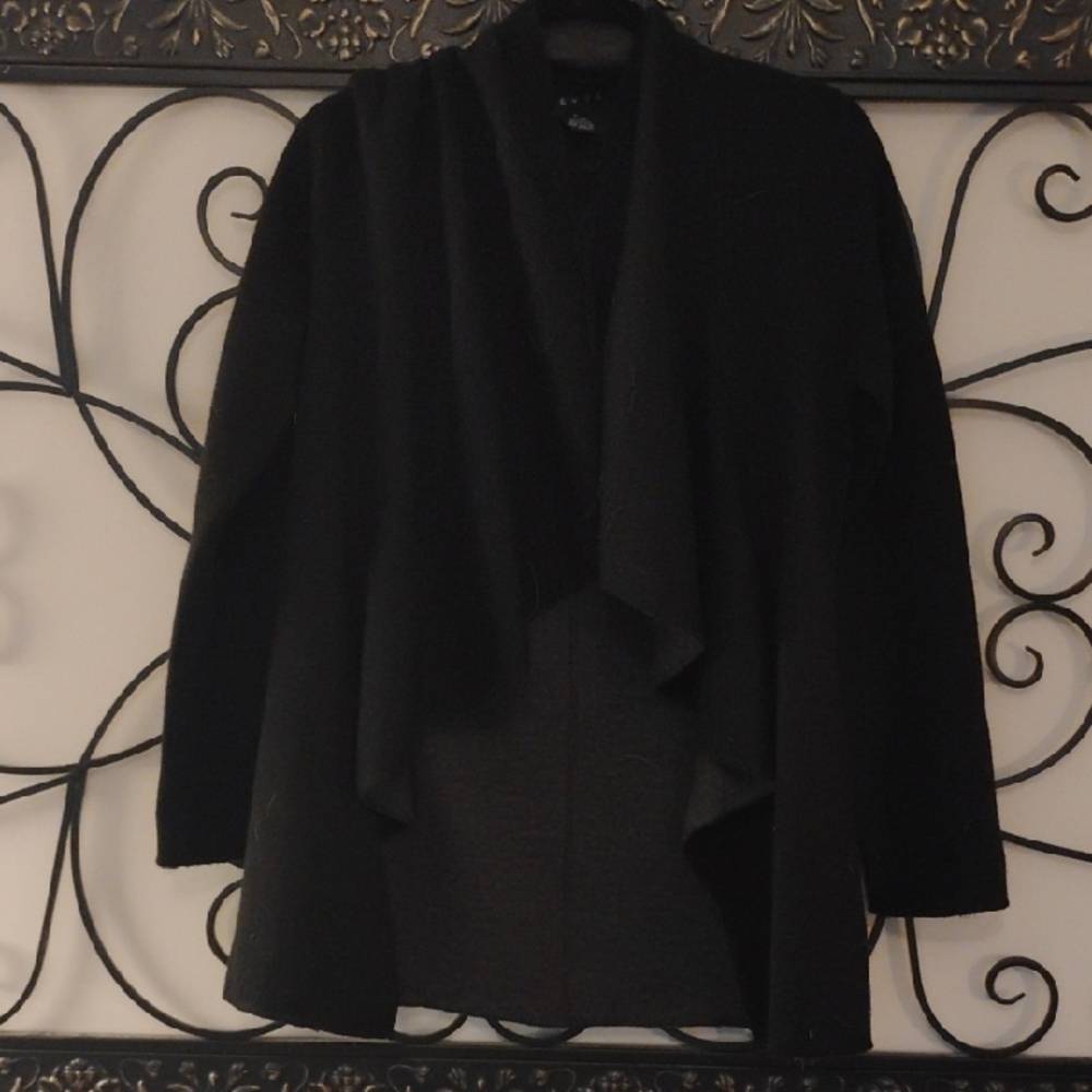 Classic Black Draped Cardigan Sweater